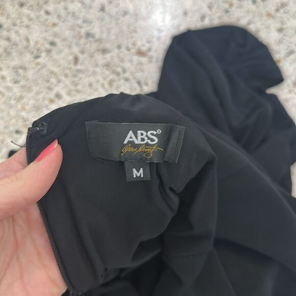 ABS black maxi dress gown long sleeve open back medium m - Picture 6 of 7